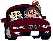 犯人を車で追いかけるイラスト