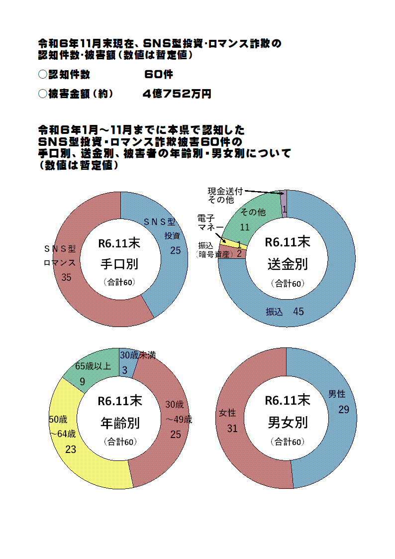 特殊詐欺認知状況（令和６年11月中）